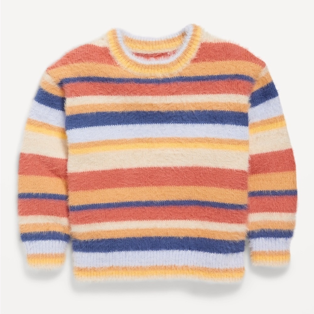 OLD NAVY Y2K Style Sweater Toddler Kids Eyelash Multicolor Striped Soft Fuzzy
